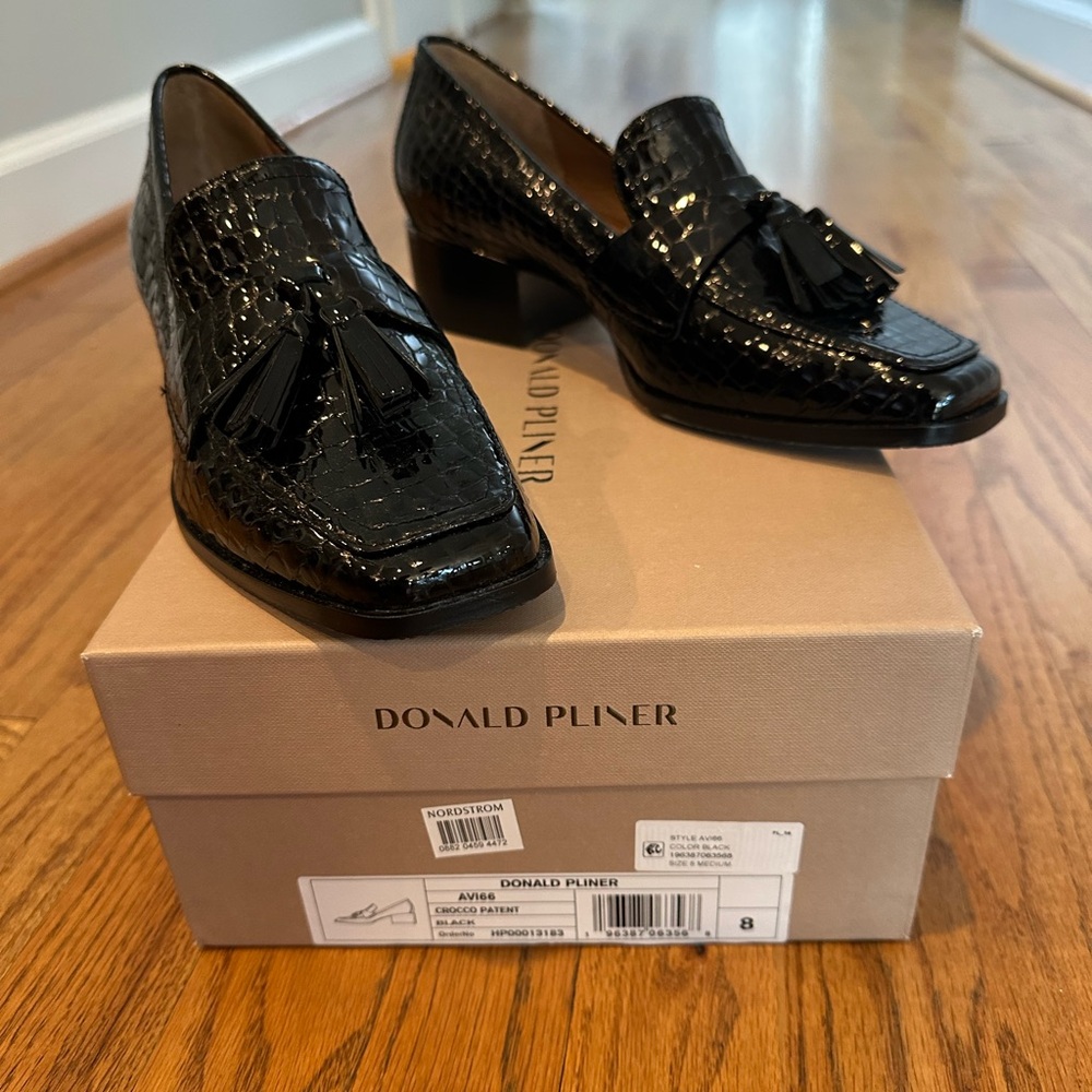 Donald J. Pliner Black Patent Leather Loafers